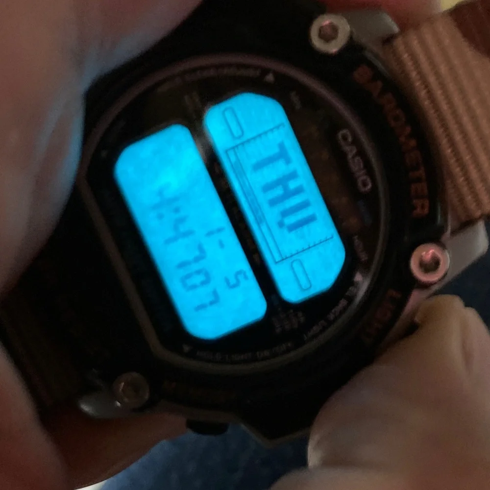 Casio PRT-20 Vintage digital watch, new battery, light works, desert camo nato
